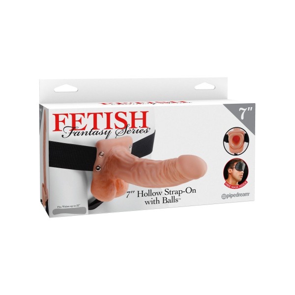 Телесный полый страпон Hollow Strap-On with Balls - 18,9 см