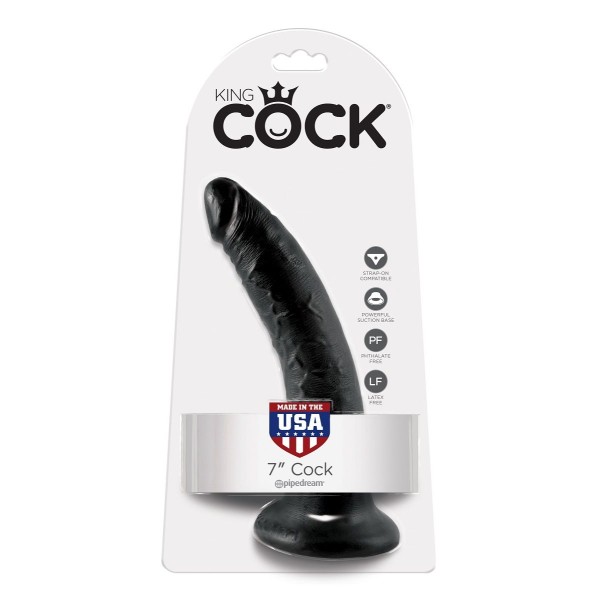 Чёрный фаллоимитатор с присоской 7  Cock - 17,8 см