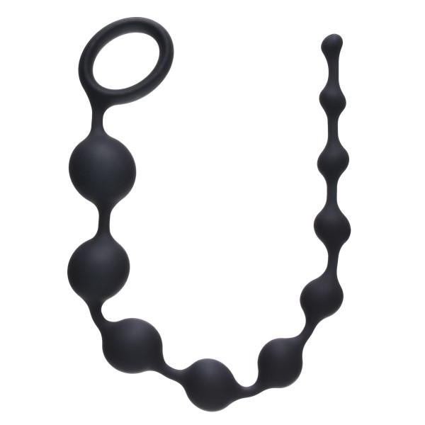 Чёрная анальная цепочка Long Pleasure Chain - 35 см