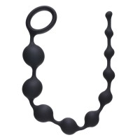 Чёрная анальная цепочка Long Pleasure Chain - 35 см.