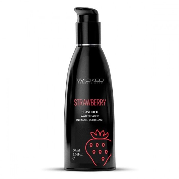 Лубрикант на водной основе с ароматом клубники Wicked Aqua Strawberry - 60 мл