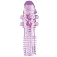Гелевая фиолетовая насадка с шариками и шипами - 14 см. Гелевая фиолетовая насадка с шариками и шипами - 14 см.