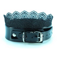 Изящный чёрный ошейник с кружевом Изящный чёрный ошейник с кружевом