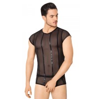 Соблазнительный костюм-сетка в тонкую полоску из wet-look материала Соблазнительный костюм-сетка в тонкую полоску из wet-look материала