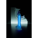 Прозрачно-синий фаллоимитатор, светящийся в темноте, Bruce Glow - 22 см