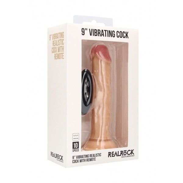 Телесный вибратор-реалистик Vibrating Realistic Cock 9  - 23,5 см