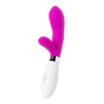Розовый силиконовый вибратор с клиторальным стимулятором A-Toys Mady - 20,4 см