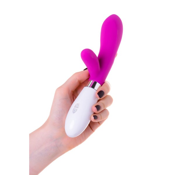 Розовый силиконовый вибратор с клиторальным стимулятором A-Toys Mady - 20,4 см