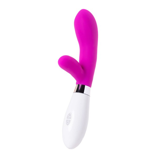 Розовый силиконовый вибратор с клиторальным стимулятором A-Toys Mady - 20,4 см