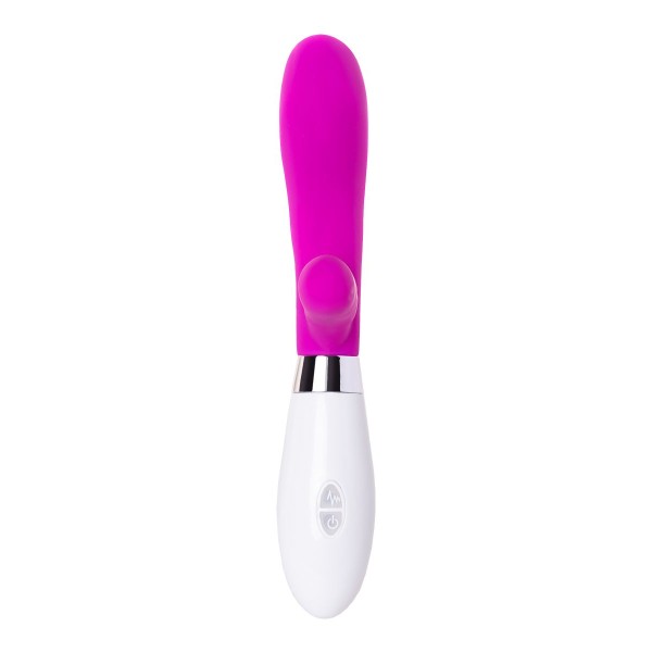Розовый силиконовый вибратор с клиторальным стимулятором A-Toys Mady - 20,4 см