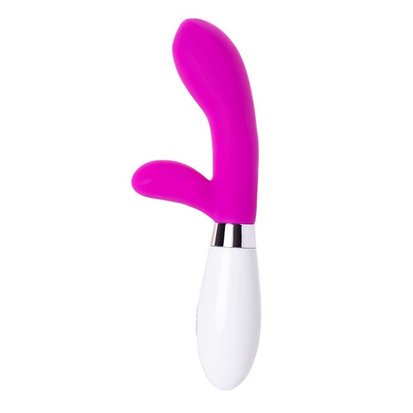 Розовый силиконовый вибратор с клиторальным стимулятором A-Toys Mady - 20,4 см