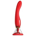 Красный двухсторонний вибростимулятор Ultimate Pleasure 24K Gold Luxury Edition - 25 см