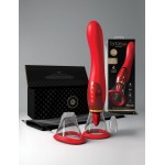 Красный двухсторонний вибростимулятор Ultimate Pleasure 24K Gold Luxury Edition - 25 см