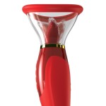 Красный двухсторонний вибростимулятор Ultimate Pleasure 24K Gold Luxury Edition - 25 см