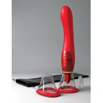 Красный двухсторонний вибростимулятор Ultimate Pleasure 24K Gold Luxury Edition - 25 см