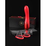 Красный двухсторонний вибростимулятор Ultimate Pleasure 24K Gold Luxury Edition - 25 см