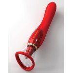 Красный двухсторонний вибростимулятор Ultimate Pleasure 24K Gold Luxury Edition - 25 см
