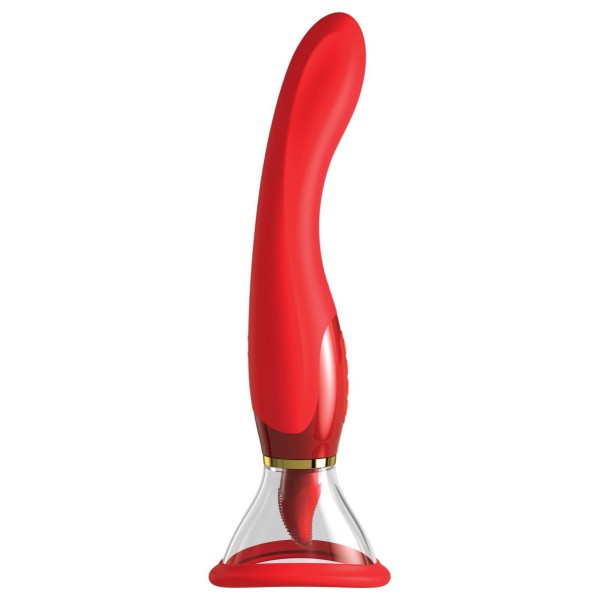 Красный двухсторонний вибростимулятор Ultimate Pleasure 24K Gold Luxury Edition - 25 см