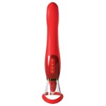 Красный двухсторонний вибростимулятор Ultimate Pleasure 24K Gold Luxury Edition - 25 см