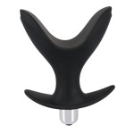 Чёрная анальная V-образная пробка Black Velvets Vibrating Anchor Plug с вибрацией - 10,3 см