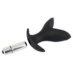 Чёрная анальная V-образная пробка Black Velvets Vibrating Anchor Plug с вибрацией - 10,3 см