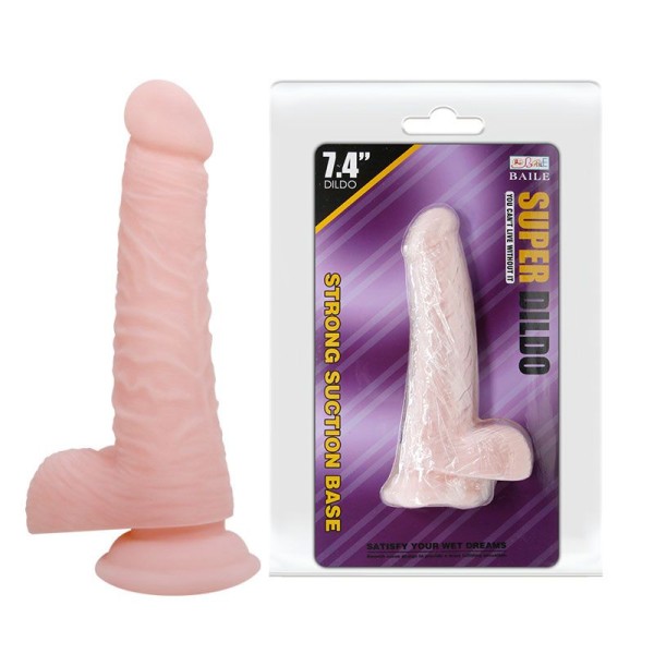 Телесный фаллоимитатор с присоской Super Dildo - 18,8 см