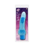 Голубой водонепроницаемый вибратор JELLY JOY ROUGH RIDGES MULTISPEED VIBE - 18 см