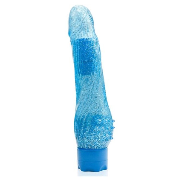 Голубой водонепроницаемый вибратор JELLY JOY ROUGH RIDGES MULTISPEED VIBE - 18 см