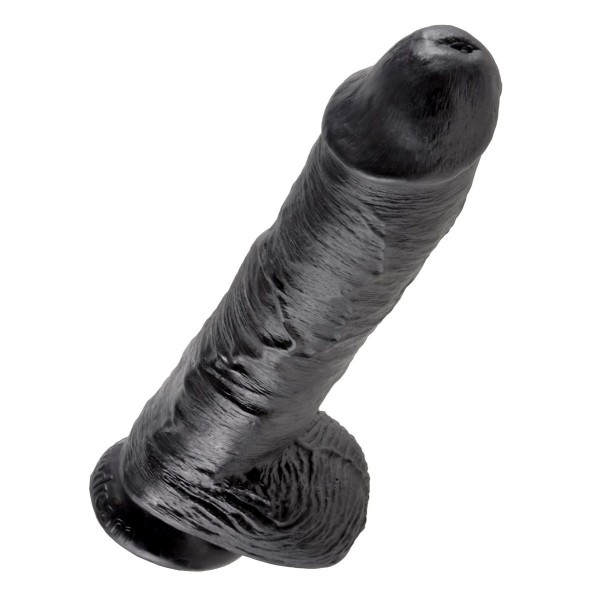 Реалистичный чёрный фаллоимитатор-гигант 10  Cock with Balls - 25,4 см
