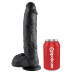 Реалистичный чёрный фаллоимитатор-гигант 10  Cock with Balls - 25,4 см