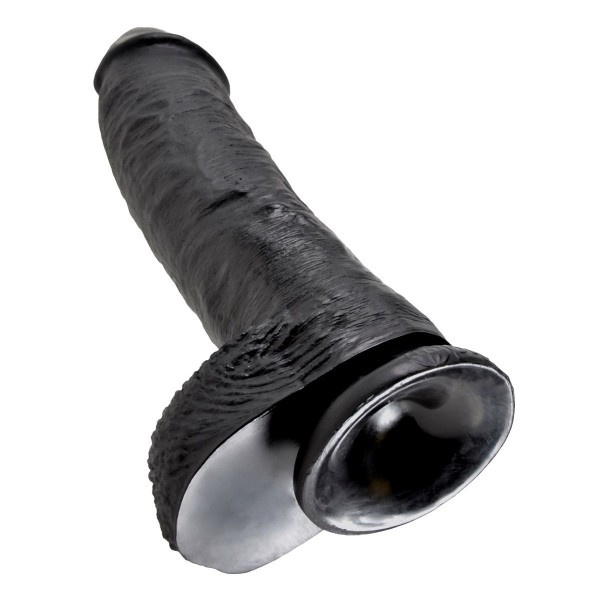Реалистичный чёрный фаллоимитатор-гигант 10  Cock with Balls - 25,4 см