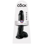 Реалистичный чёрный фаллоимитатор-гигант 10  Cock with Balls - 25,4 см