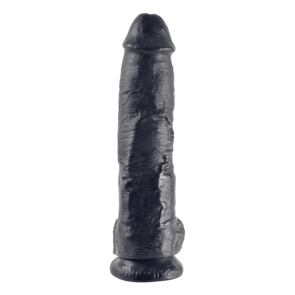 Реалистичный чёрный фаллоимитатор-гигант 10  Cock with Balls - 25,4 см