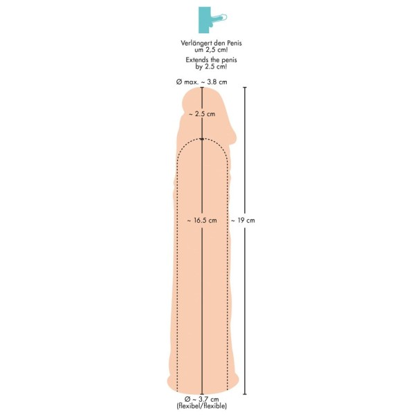 Телесная насадка-удлинитель Silicone Extension - 19 см