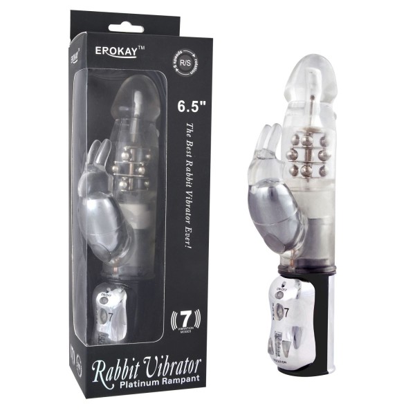Вибратор Classicle Rabbit Silver с ротацией - 24 см