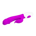 Лиловый вибратор с клиторальным отростком Peter - 19,2 см