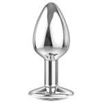 Малая серебристая анальная пробка Diamond Clear Sparkle Small с прозрачным кристаллом - 7 см