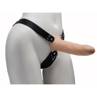 Пустотелый реалистичный фаллопротез на ремешках с заклепками - 17,5 см. Пустотелый реалистичный фаллопротез на ремешках с заклепками - 17,5 см.