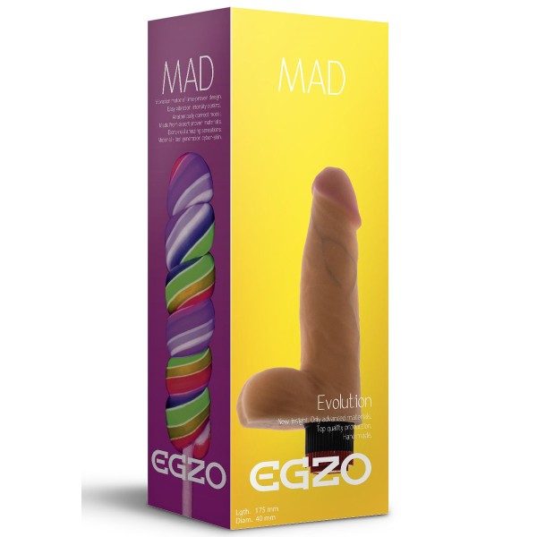 Телесный реалистичный мультискоростной вибратор Mad Lollipop - 17,5 см