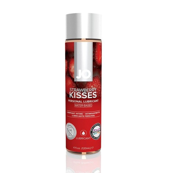 Лубрикант на водной основе с ароматом клубники JO Flavored Strawberry Kiss - 120 мл