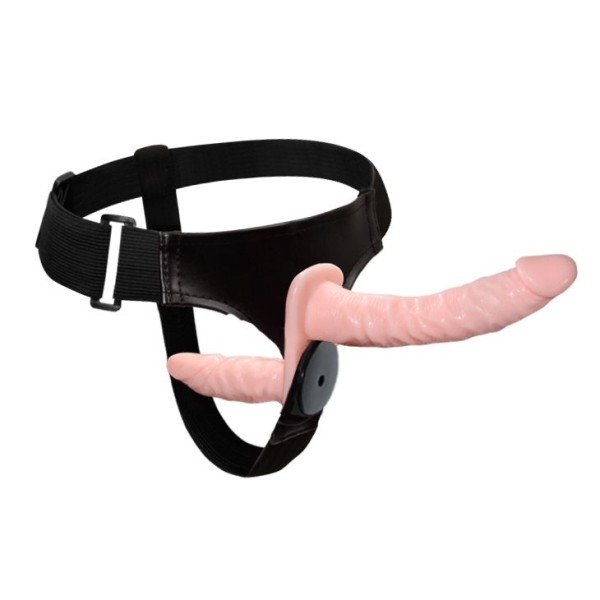 Женский страпон с вибрацией и вагинальной пробкой Ultra Passionate Harness - 18 см