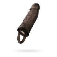 Чёрная насадка на пенис с подхватом мошонки Чёрная насадка на пенис с подхватом мошонки