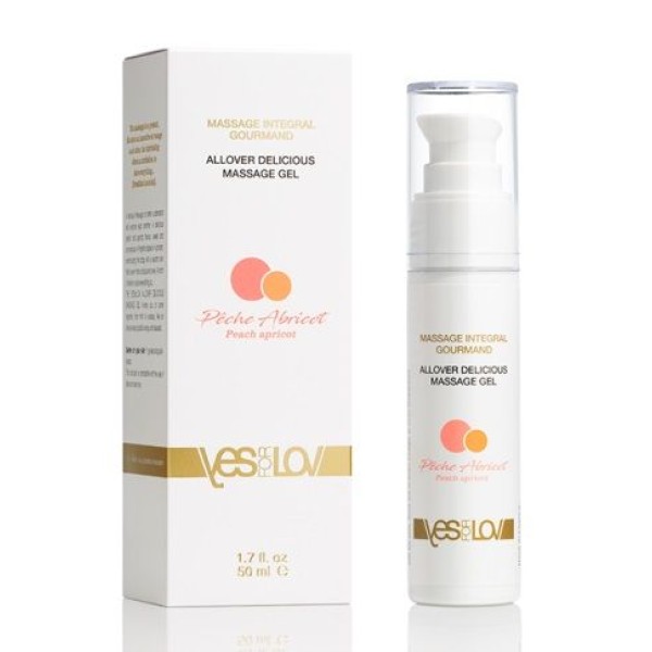Универсальный массажный гель-смазка Allover Delicious Massage Gel с ароматом персика и абрикоса - 50 мл