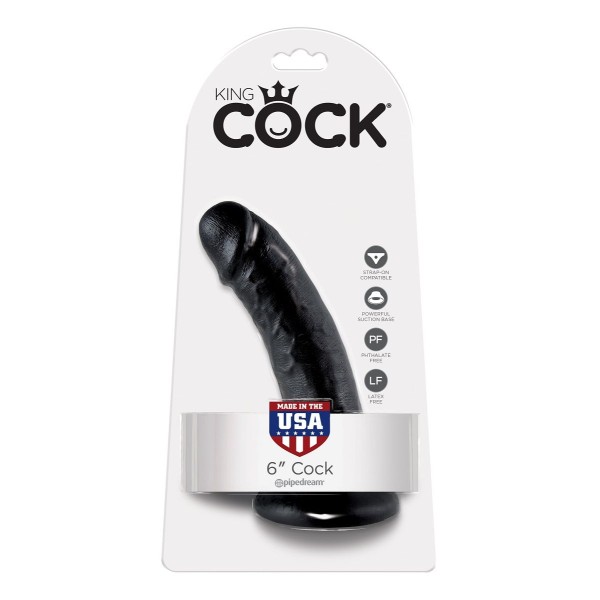 Чёрный фаллоимитатор с присоской 6  Cock - 15,2 см