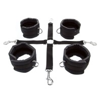 Регулируемые мягкие манжеты на запястья и лодыжки с соединительной крестовиной Hog Tie Cuff Set