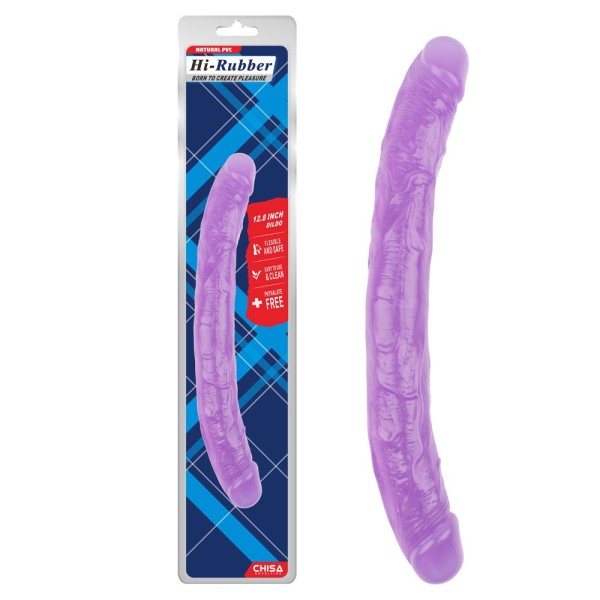 Фиолетовый двусторонний фаллоимитатор 128 Inch Dildo - 32,5 см