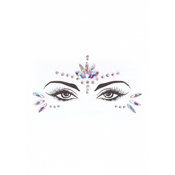 Эротический комплект с наклейкой на лицо Bra Set With Garters   Dazzling Sticker