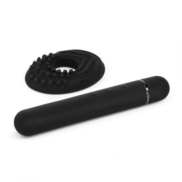 Черный мини-вибратор Le Wand Baton с текстурированной насадкой - 11,9 см
