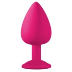 Большая розовая анальная пробка Emotions Cutie Large с чёрным кристаллом - 10 см