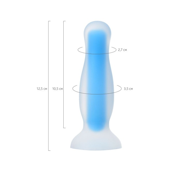 Голубая, светящаяся в темноте анальная втулка Namor Glow - 12,5 см